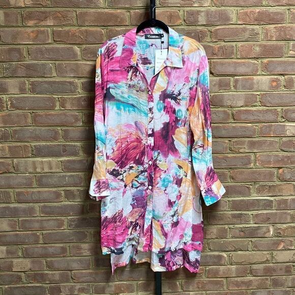 Creation Multi Color Button Down Tunic Size XL NWT - Picture 2 of 8